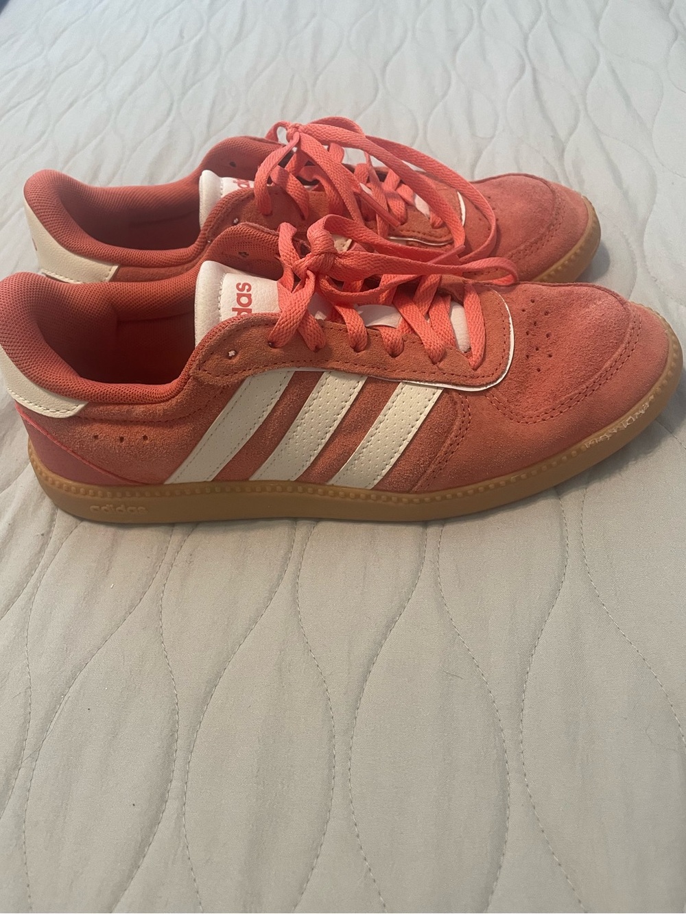 Adidas Coral Suede Sneakers with White Stripes